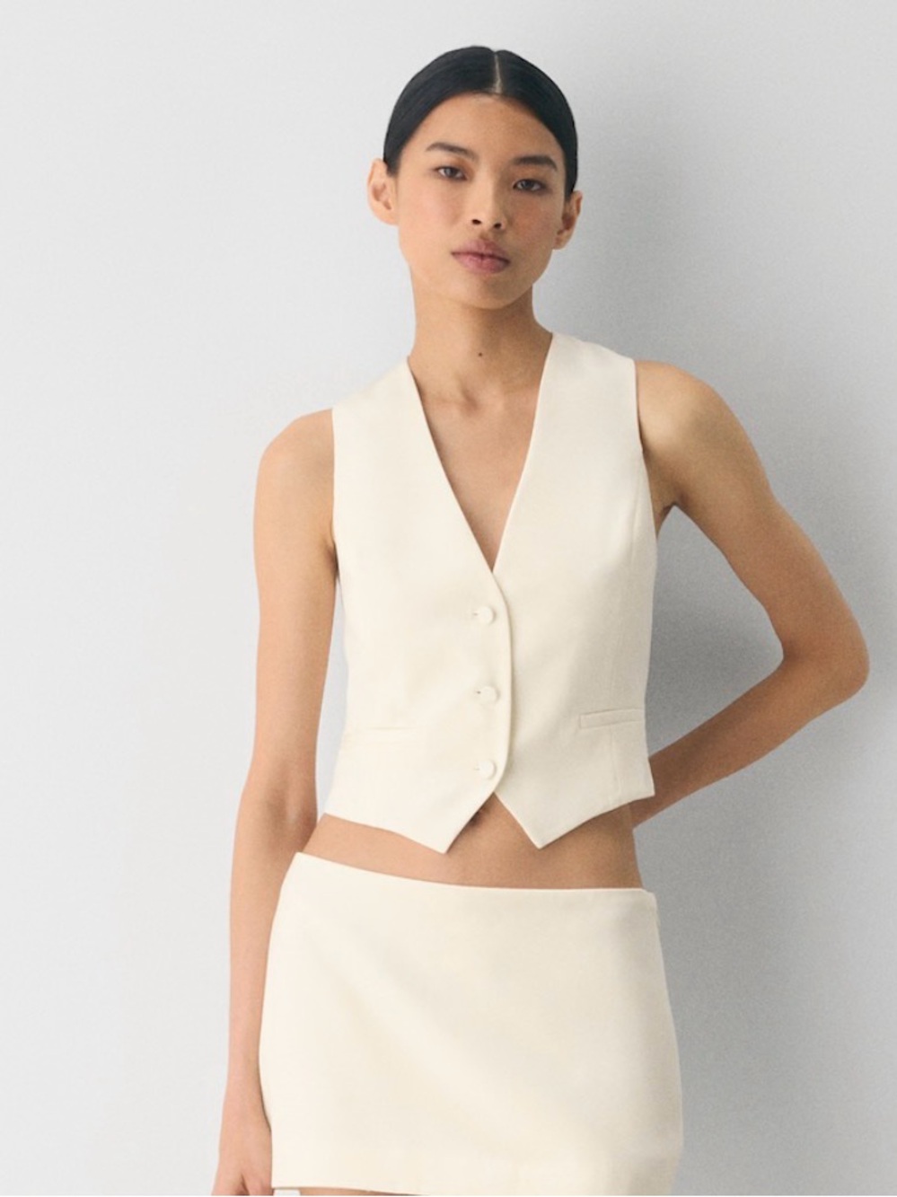 Aritzia Cream Tailored Vest Tank